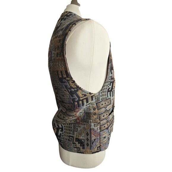 Vintage BOI Collection Womans Tapestry Vest Geometric Patterns Size M HS245 - Picture 3 of 7